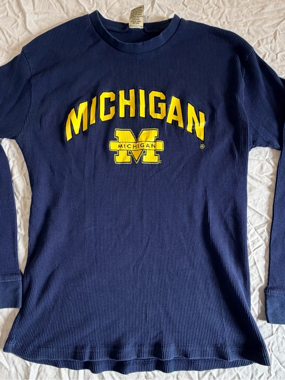 University of Michigan Navy Long-Sleeve Thermal Shirt with Yellow Logo